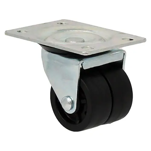 Durable Superior 2 in. x 13/16 in. Light Duty Swivel Casters, Dual Black Polyolefin , Plate Mount
