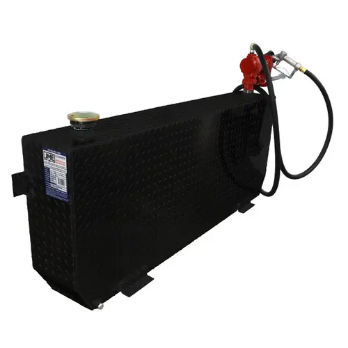 51 Gallon Aluminum Rectangle Fuel Transfer Tank w/ Fill-Rite 15 GPM Pump (12V DC) - Black Powder Coated