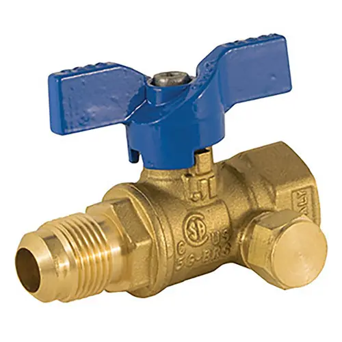 Jomar Valve T-203 Series 1/2 in. FNPT X 1/2 in. Flare Ball Valve w/Side Tap, 600 PSI, Lifetime Warranty