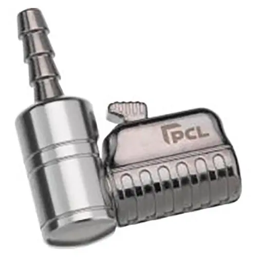 PCL CH4H01 Angled Single Clip-On Chuck Connector, 1/4 in. Hose Barb