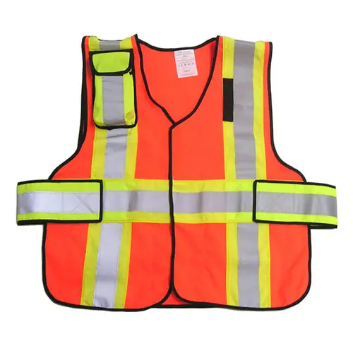 343 Fire V12-P Premium High Contrast FR 5-Point Break-Away Vests, Orange w/Yellow & Silver Striping