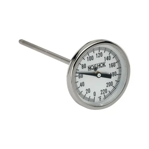 NOSHOK 100 Series 3 in. Dial Bimetal Thermometers w/ 1/2 in. NPT Back Mount, 2 1/2 in. L Stem