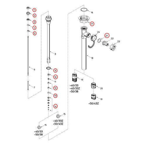 Flux 400 Series F430PP 40/33Z 47 Pump Maintenance Rebuild Kit