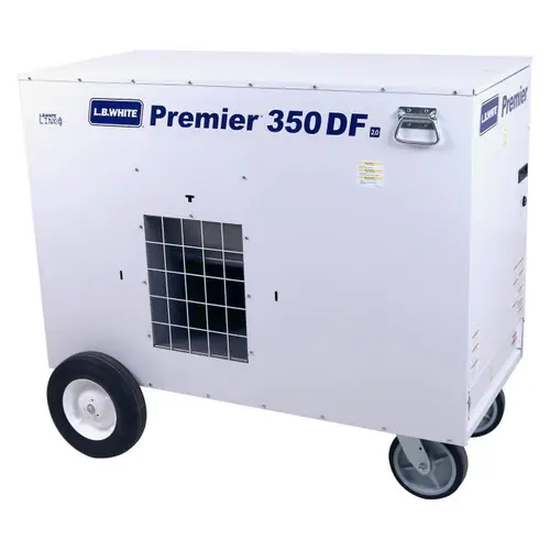 L.B. White Premier 350 DF 2.0 Enclosed Flame Ductible 350K BTU Dual Fuel Heater w/Thermostat & Hose