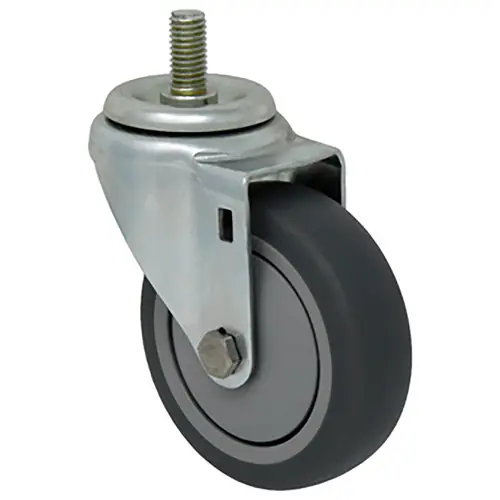 Durable Superior 4 in.  x 1 1/4 in. Light Duty Swivel Caster, Gray Thermo-Pro™  Rubber , Threaded Stem