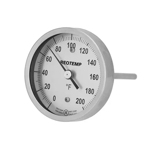 Reotemp Sanitary 3 in. Dial Thermometer w/ Back Mount, 1 1/2 in. Tri-Clamp