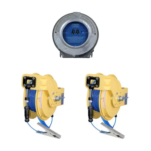 Newson Gale Earth-Rite® DGS Dual Channel Static Grounding System, Two (2) Self-Retracting Cable Reels w/ 50 ft. Straight Cables & Two (2) Heavy Duty Grounding Clamps
