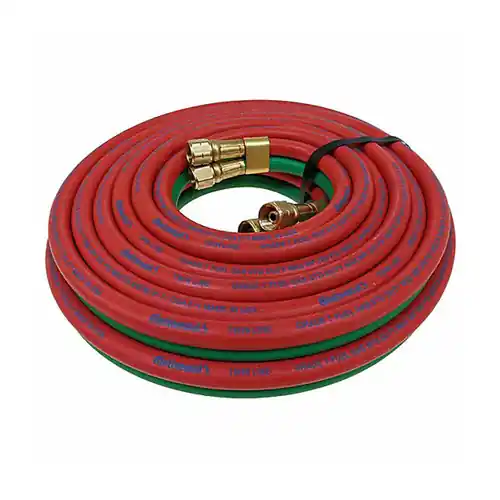 Continental Contitech 3/8 in. x 25 ft. L Twin-Line Grade T Welding Hose, Red/Green- Coupled Assembly