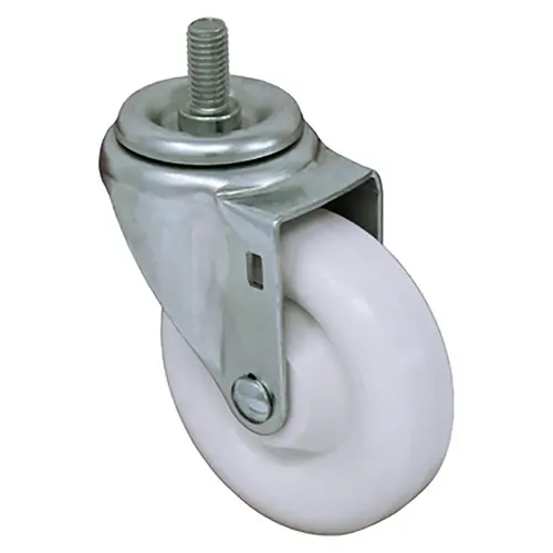 Durable Superior 4 in. x 1 1/4 in. Light Duty Swivel Caster, White Plastic , Threaded Stem Mount