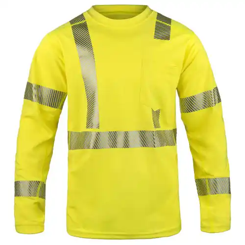 Lakeland LSCAT Series Crew Neck Cat 2FR Class 3 Long Sleeve Knit Shirt, Hi-Vis Yellow