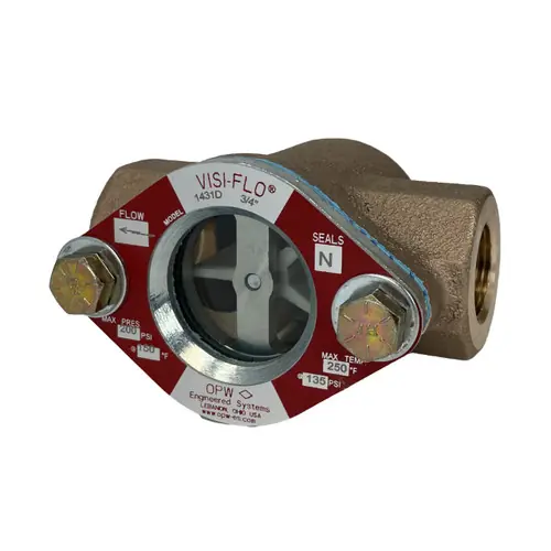 OPW VISI-FLO 1500 3/4 in. FNPT Bronze Sight Flow Indicator w/ Nitrile Seal - Bi-Directional Flapper
