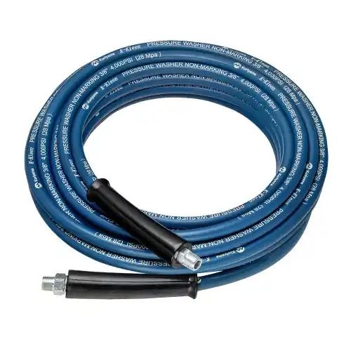 Kuriyama K-Kleen KK4PW 3/8 in. Pressure Washer Hose Assembly w/ Rigid MNPT x Swivel MNPT Ends, Blue
