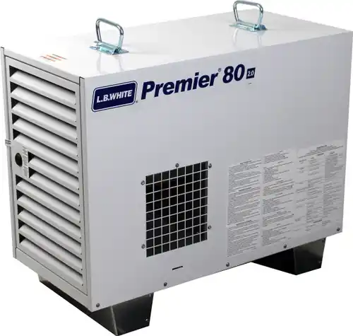 L.B. White Premier 80 2.0 Enclosed Flame Ductible 80,000 BTU LP Heater w/Thermostat and Hose