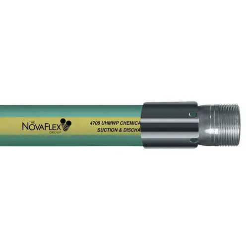 Novaflex 4700 2 in. 250 PSI UHMW Chemical Suction & Discharge Hose w/ Stainless Steel Male NPT Ends