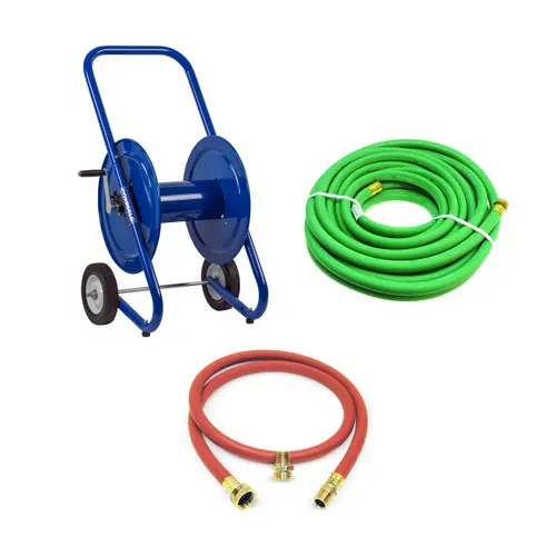 Coxreels DM Series Dolly Mount Portable Hand Crank Hose Reel w/ 150 ft. Garden Hose