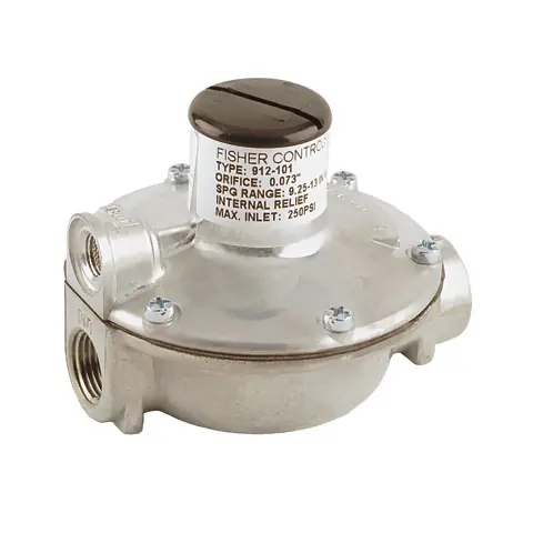 Emerson Fisher 912 Series 1/4 in. FNPT Zinc Alloy Single Stage Pressure Reducing Regulator w/ 9.25 - 13 in. w.c. Spring, 101K BTU/HR