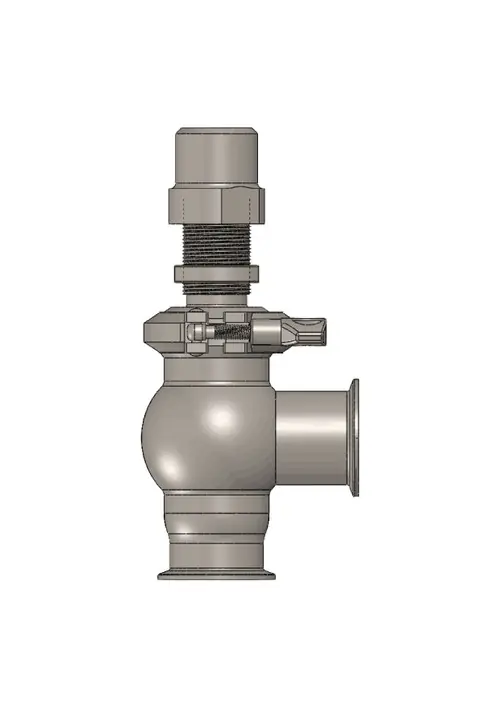 JME SSPRVL Series 316 SS Clamp "L" Body Pressure Relief Valve, Standard Spring 50 PSI