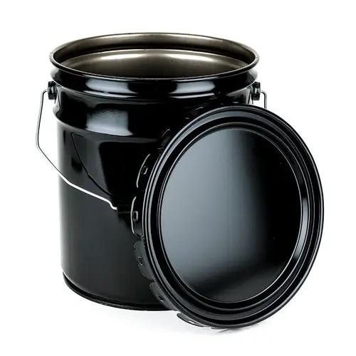 JME 5 Gal. Open Head Steel Pail w/ Lug Cover - Black