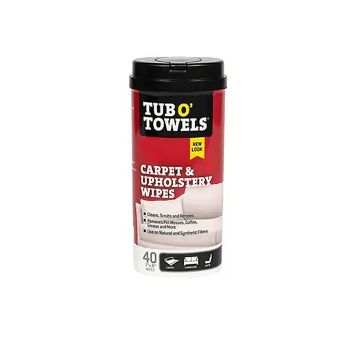 Gasoila Tub O' Towels Carpet & Upholstery Wipes, 40 Wipe Canister