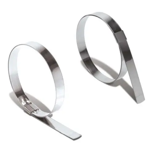 Strapbinder Double Wrapped 4 in. ID x 5/8 in. Wide Center Punch Preformed Stainless Steel Hose Clamps, 25 Box Qty
