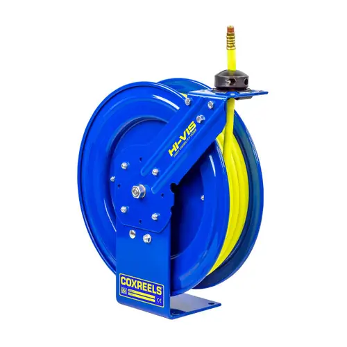 Coxreels SH Series Heavy-Duty Air Reel w/ High Visibility Safety Hose - Reel & Hose - 1/2in. x 50 ft.