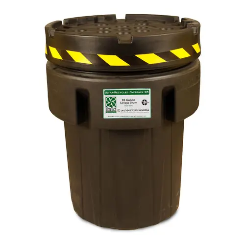 UltraTech 0570 Overpack Salvage Drums, Recycled, 95 Gallons, Black