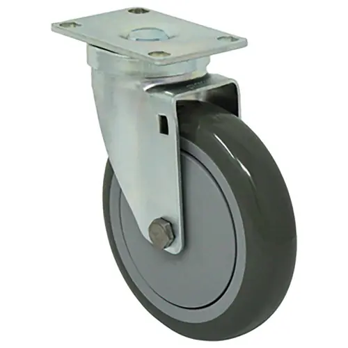 Durable Superior 5 in. x 1 1/4 in. Light-Medium Duty Swivel Caster, Gray Poly -Pro® w/Dust Cover, Plate Mount