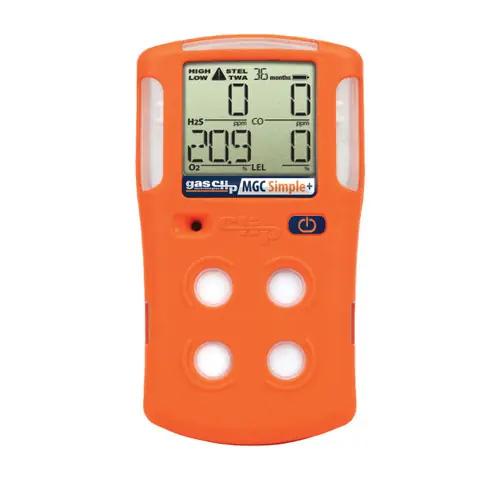 Gas Clip Technologies MGC Simple Plus Detector, 4 Gas (H2S, O2, CO & LEL) 3 Year Run Time