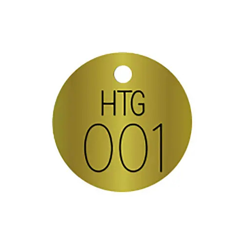 Marking Services BVT "HTG" Heating Round Brass Valve Tags, w/Top Hole Mount, Priced Each