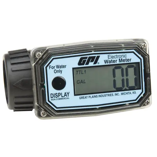 GPI 01N31GM 1 in. NPT Nylon Electronic Water Meter- Gallons