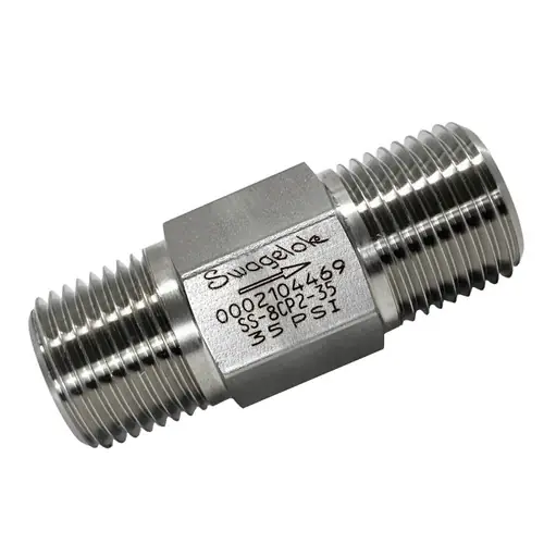 Swagelok Stainless Steel 1-Piece Poppet Check Valve, Fixed Pressure, 1/2 in. MNPT, 35 PSI