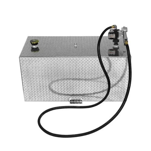 110 Gallon Aluminum Rectangle Fuel Transfer Tank w/ Fuelworks 15 GPM Pump (12V DC)
