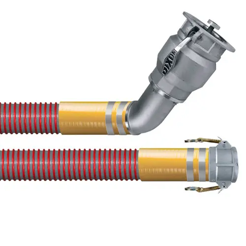 Texcel SPVC-VRH-4 4 in. Vapor Recovery Hose Assemblies w/ Part C Female Coupler x 45° Rigid Dixon VR4040CS-AL45 Ends