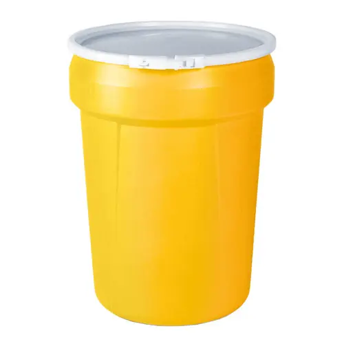 Justrite Eagle 1601 30 Gal. Lab Pack Open Head Drum, Plastic Lever-Lock, Yellow