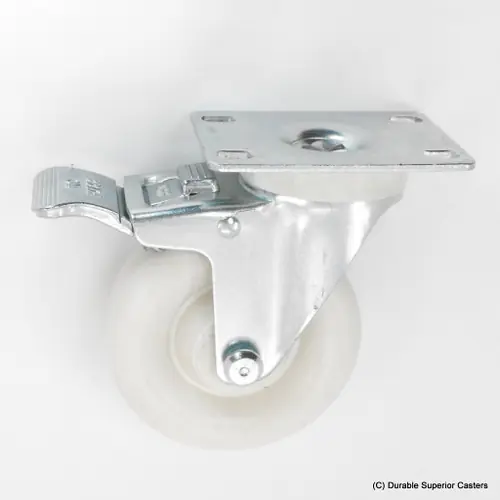 Durable Superior 4 in. x 1 1/4 in. Light-Medium Duty Swivel Caster w/ Total Lock Brake, Polyolefin , Threaded Stem
