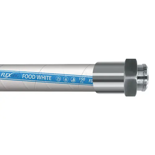 Continental ContiTech White Flexwing 3 in. 150 PSI Food Transfer Hose w/ 304 SS Beveled Seat Plain Ends with Nut