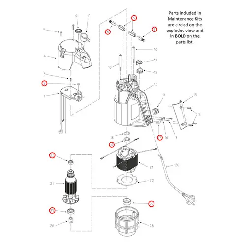 Flux FEM4070 120V Motor Maintenance Rebuild Kit