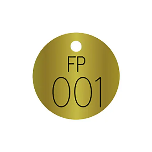 Marking Services BVT "FP" Fire Protection Round Brass Valve Tags, w/Top Hole Mount, Priced Each