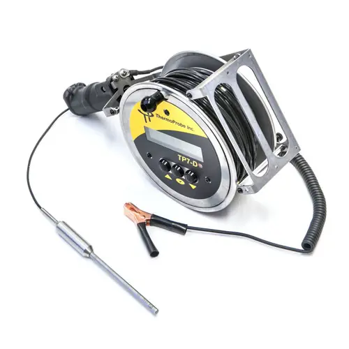 ThermoProbe TP7-D Thermometer w/Spool-Type 82 ft. Cable & Extra Weight Probe, Markers at 1 Meter Intervals