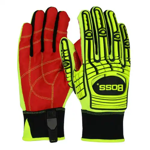 PIP Boss® Hi-Vis High Performance Red PVC Grip Gloves, 12 Pairs/Pack