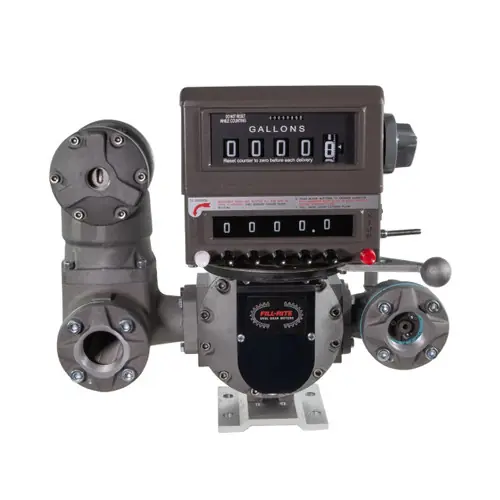 Fill-Rite TS15AV13ATCBMXAS4N 1 1/2 in. NPT Oval Gear Meter w/ Mechanical Register, Strainer, Air Eliminator, 2-stage Preset Counter and Valve