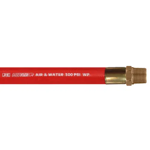 BadgerFlex 3/4 in. Air & Water Hose Assemblies w/ Crimped Male NPT Ends - Red