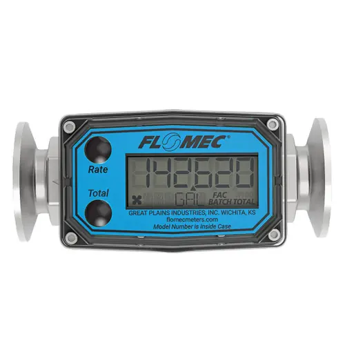 GPI G2S07TH9GMX 3/4 in. Industrial Stainless Steel Turbine Brew Meter w/ LCD Display and 1 in. Tri-Clamp Ends - Brewing Meter