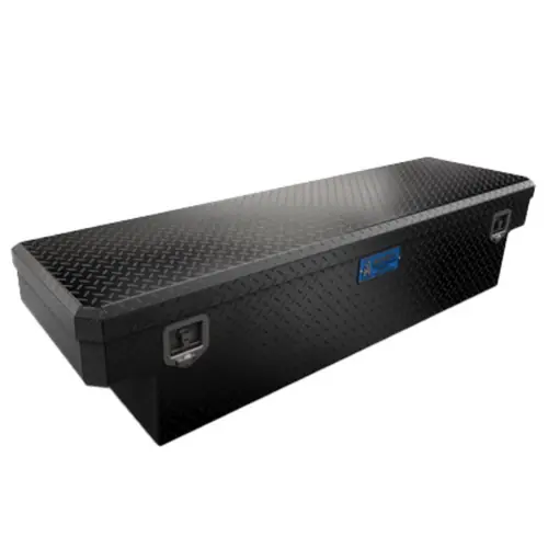 Merritt 710109-116 Textured Black Single Door Cross Body Tool Box - Diamond Plate, Full Size