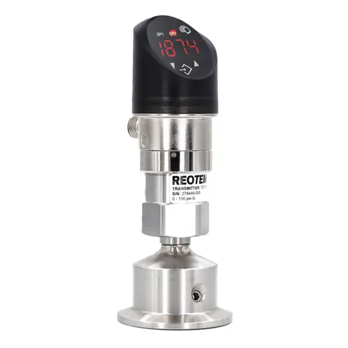 Reotemp TSTDS Industrial Sanitary Pressure Transmitter & Switch W/ Display & 3 In. Tri-Clamp, M12