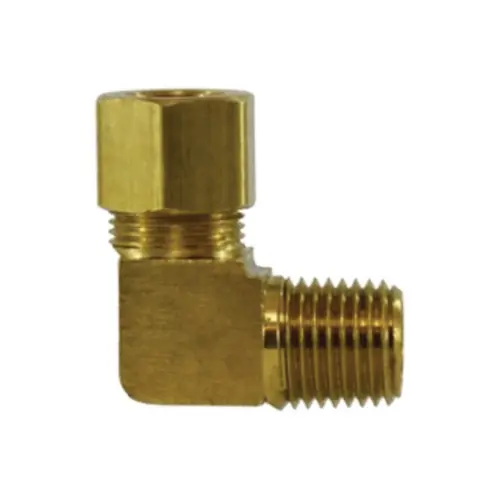 Midland Industries 18224B Brass 90° Barstock Male Elbow, 1/4 in. Tube OD x 1/8 in. MNPT