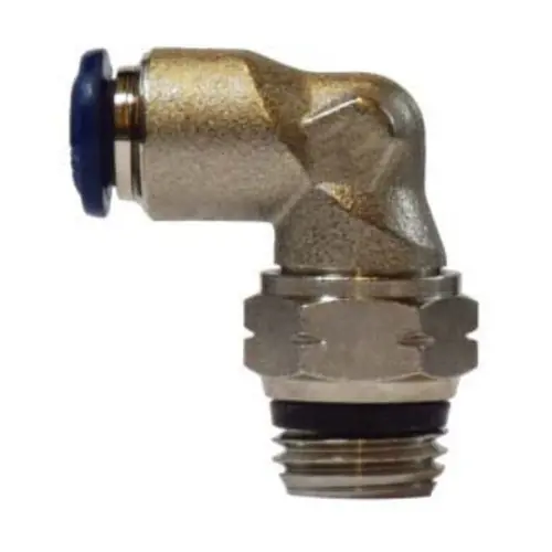 Midland Industries 20083N 90° Push-to-Connect Swivel Male Elbow, 3/8 in. PTC x 1/4 in. Male Global Thread, Brass & Nickel-Plated