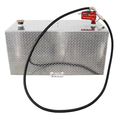 110 Gallon Aluminum Rectangle Fuel Transfer Tank w/ Fill-Rite FR8 8 GPM Pump (12V DC)