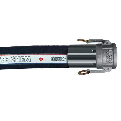 Tudertechnica Tufluor® Black PTFE Full Conductive 1/2 in. Chemical Suction & Delivery Hose Assemblies 250 PSI w/ Stainless Steel Female Coupler Ends
