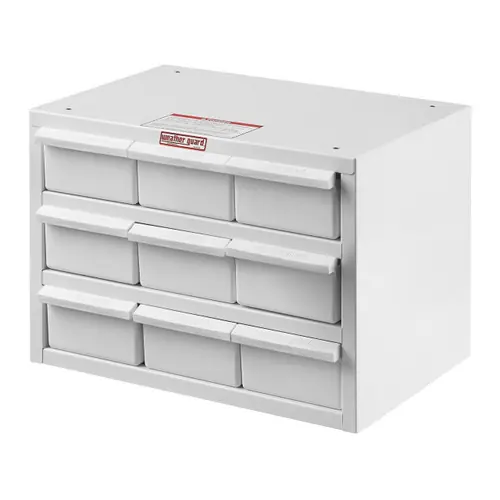 Weather Guard 9909-3-02 9 Bin Parts Cabinet - 12x17x12